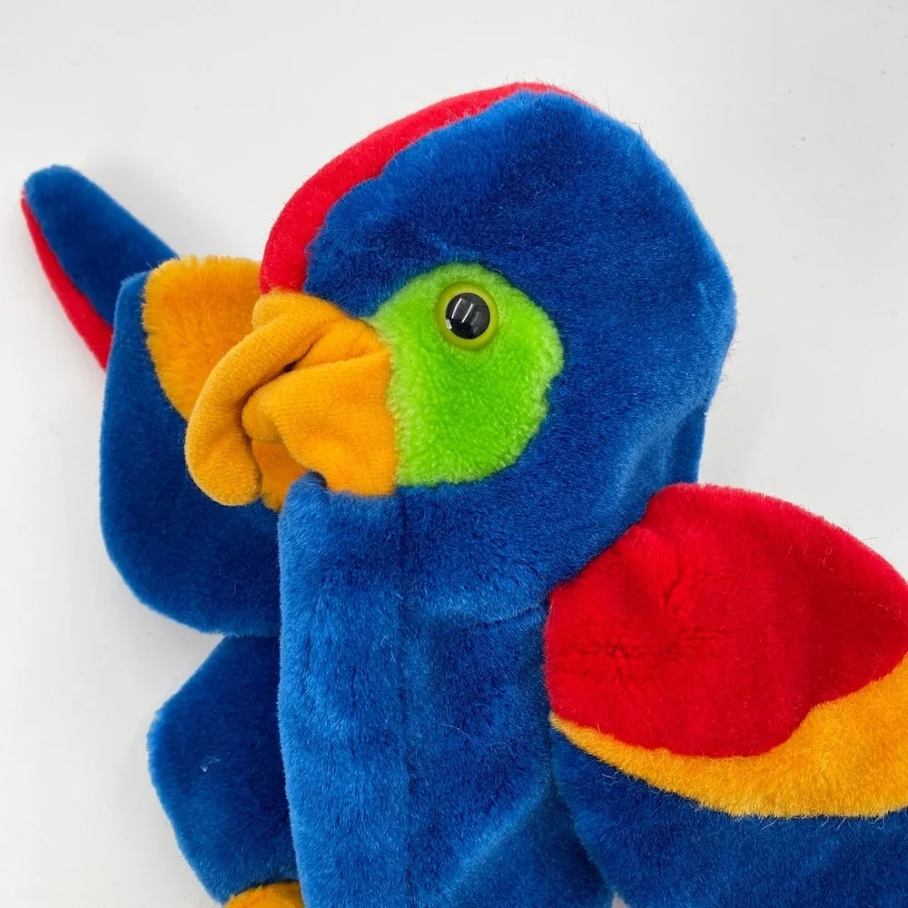 Vintage Heartline Parrot Hand Puppet Plush‎ 1986 Korea Bird Blue Kids Toy